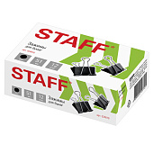 Зажимы для бумаг STAFF, комплект 12 шт., 51 мм, на 230 листов, черные, в картонной коробке, 224610